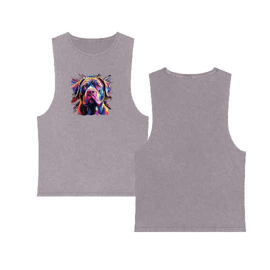 Watercolor Colorful Cane Corso Double Sided Mineral Wash Tank Tops