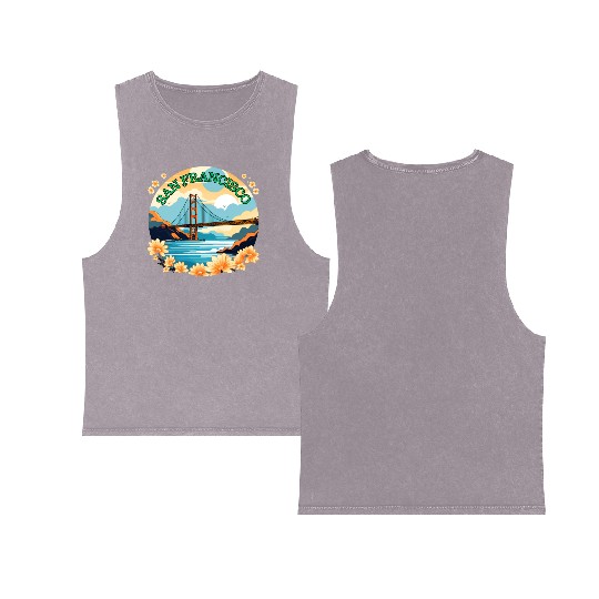 Golden Gate Bridge - San Francisco Double Sided Mineral Wash Tank Tops