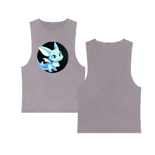 Cutie-Dragons, Cute And Adorable Cartoon Dragon! Double Sided Mineral Wash Tank Tops