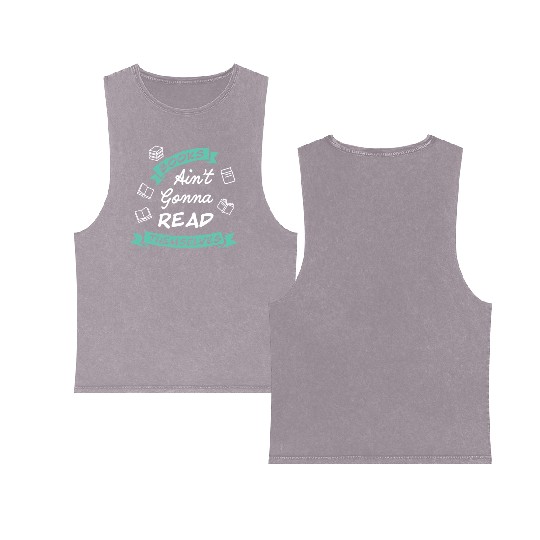 Funny Reading Teacher Bookworm Double Sided Mineral Wash Tank Tops