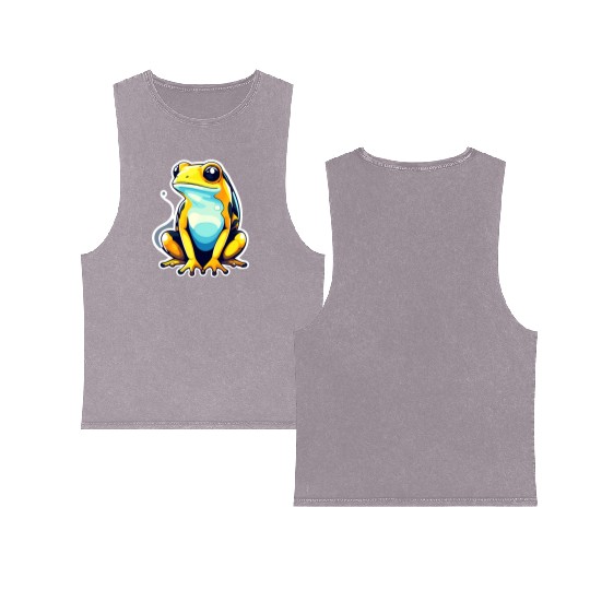 Golden Poison Frog Illustration Double Sided Mineral Wash Tank Tops