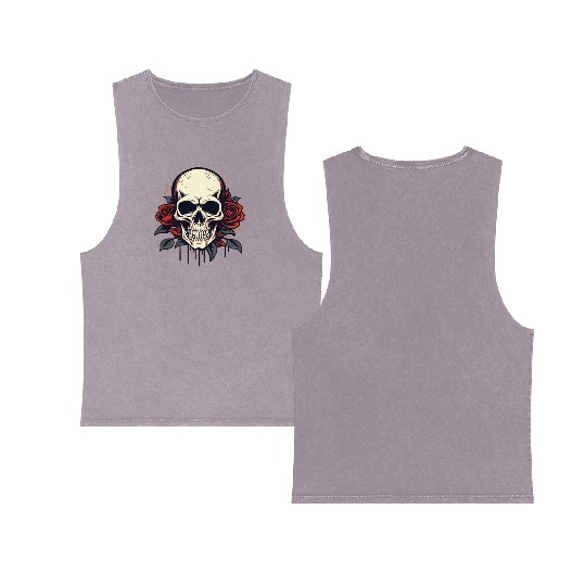 Toten skull aesthetics roses grunge goth skull Double Sided Mineral Wash Tank Tops