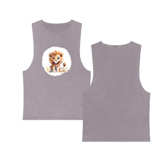 Watercolor Lion Double Sided Mineral Wash Tank Tops