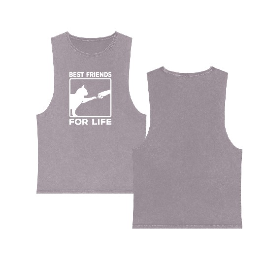 Cute Kawaii Cat Double Sided Mineral Wash Tank Tops