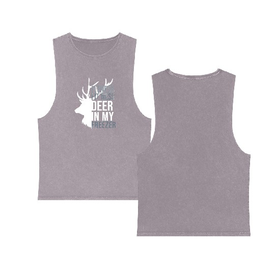 I'm Into Fitness Fit'Ness Deer In My Freezer Deer Double Sided Mineral Wash Tank Tops
