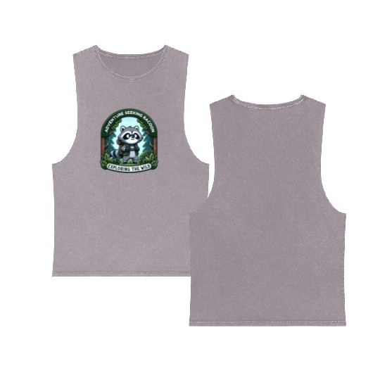 Adventure Seeking Raccoon: Exploring the Wild Double Sided Mineral Wash Tank Tops