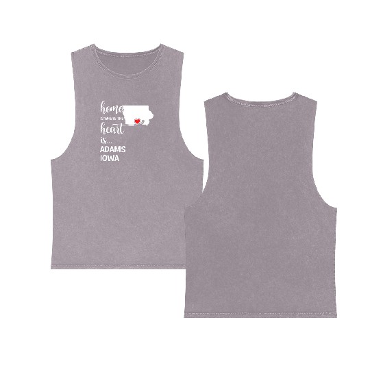 Adams County Iowa Is Where My Heart Is Gift Double Sided Mineral Wash Tank Tops
