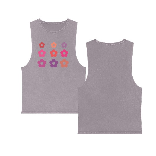 Large and small pink multi-colored flowers Double Sided Mineral Wash Tank Tops