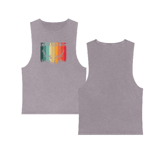 Elk Hunting Elkaholic Hunters Double Sided Mineral Wash Tank Tops