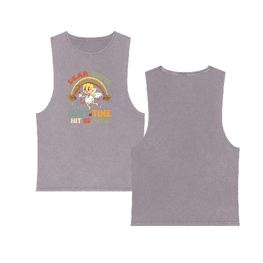 Dear Cupid Next Time Hit Us Both Double Sided Mineral Wash Tank Tops