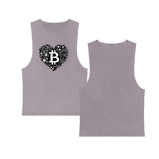 Bitcoin symbol crypto coins heart love 2 Double Sided Mineral Wash Tank Tops