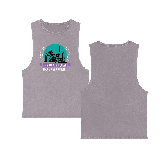 Thank a Farmer Thankful Person Gift Double Sided Mineral Wash Tank Tops
