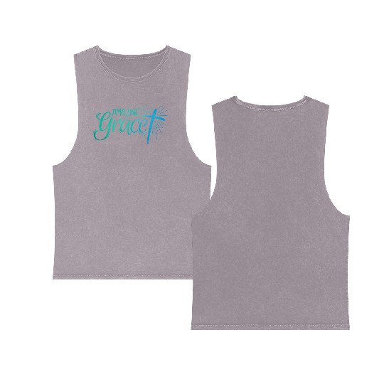 Amazing Grace Lettering Double Sided Mineral Wash Tank Tops