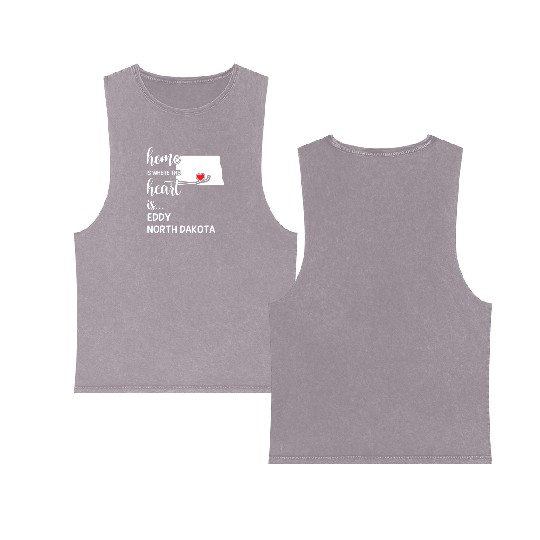 Eddy County North Dakota Is Where My Heart Is Gift Double Sided Mineral Wash Tank Tops
