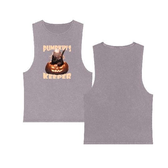 Pumpkin's Keeper Evil Killer Anime Jack O Lantern Double Sided Mineral Wash Tank Tops