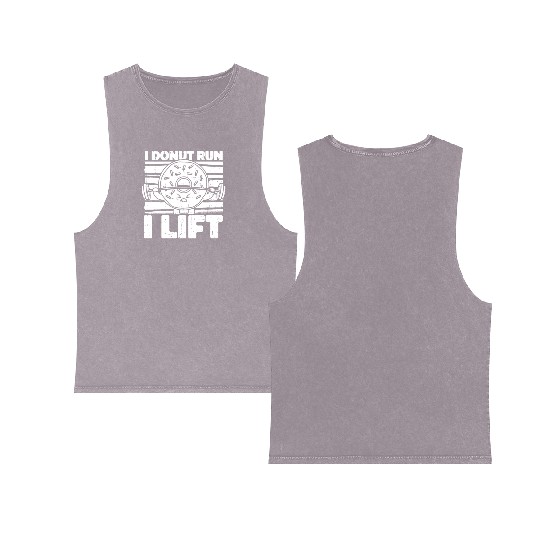 Fitness Donut Funny Donut Gym Double Sided Mineral Wash Tank Tops