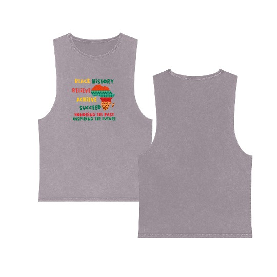 Honoring Past Inspiring Future Black History Month Double Sided Mineral Wash Tank Tops