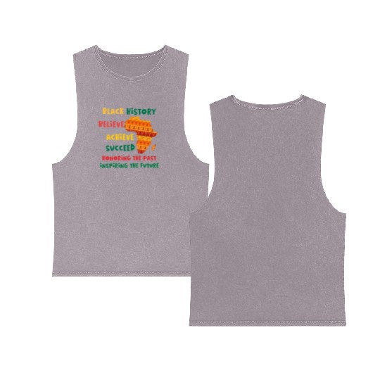Honoring Past Inspiring Future Black History Month Double Sided Mineral Wash Tank Tops