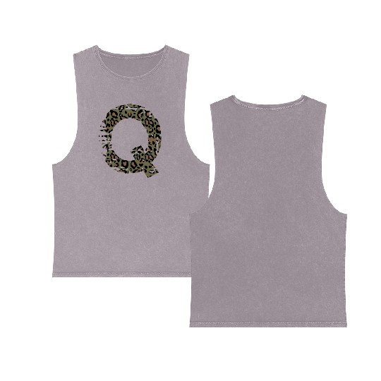 Q army camo design Double Sided Mineral Wash Tank Tops