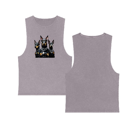Doberman Pinscher Dog Lover Double Sided Mineral Wash Tank Tops
