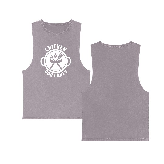 Chicken BBQ Party - BBQ Barbeque Double Sided Mineral Wash Tank Tops