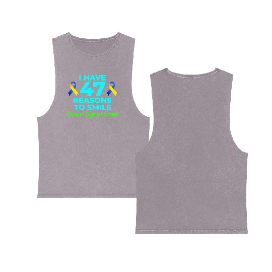 Down Syndrome Awareness 47 Reasons to Smile Double Sided Mineral Wash Tank Tops