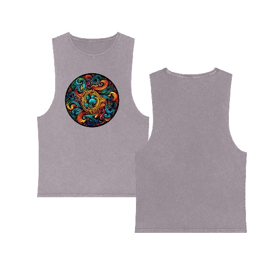 Abstract Spectrum Spiral Double Sided Mineral Wash Tank Tops