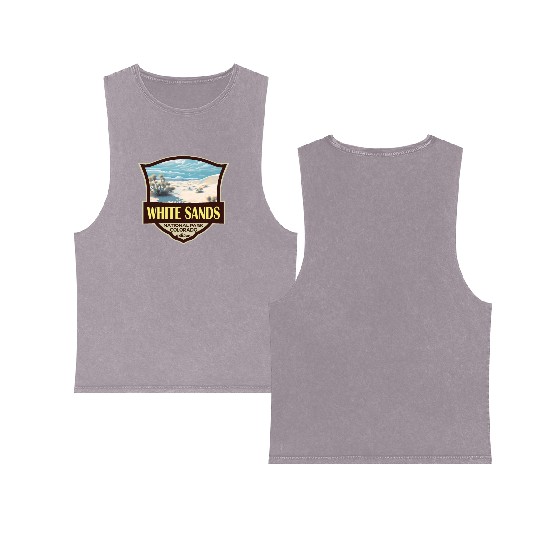 White Sands National Park Illustration Travel Art Double Sided Mineral Wash Tank Tops