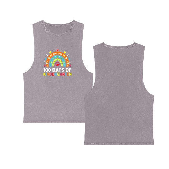 100 Days of Kindergarten School Teacher or Double Sided Mineral Wash Tank Tops