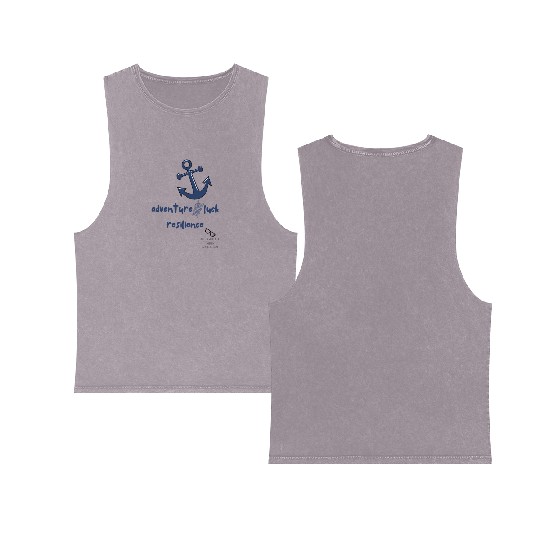 Lucky Anchor Designed by Tavia Linen Double Sided Mineral Wash Tank Tops
