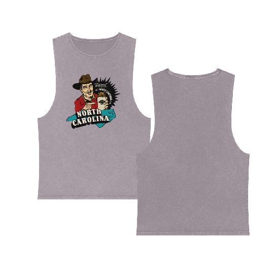 Vintage Raleigh NC Moonshine Double Sided Mineral Wash Tank Tops