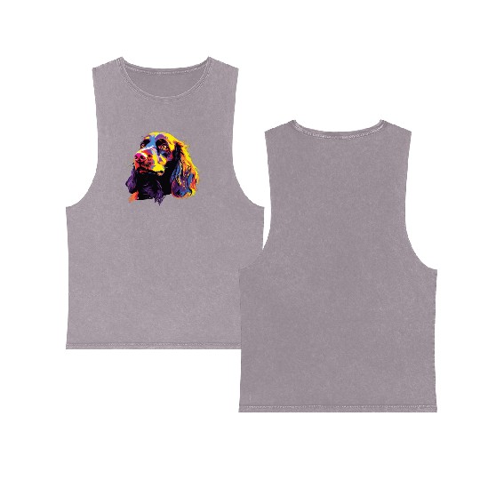Watercolor Colorful Boykin Spaniel Double Sided Mineral Wash Tank Tops