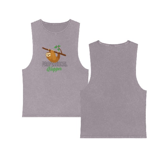 Professional Napper Sloth Sloth Sleep Double Sided Mineral Wash Tank Tops