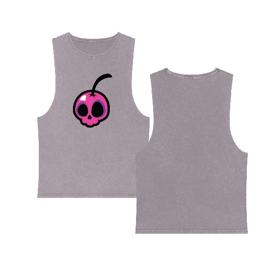Pink Cherry Skull Double Sided Mineral Wash Tank Tops