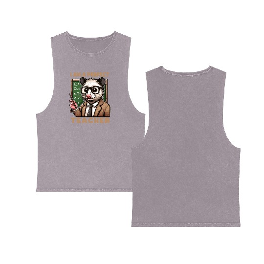 Kawaii Opossum Teacher With glasses Double Sided Mineral Wash Tank Tops