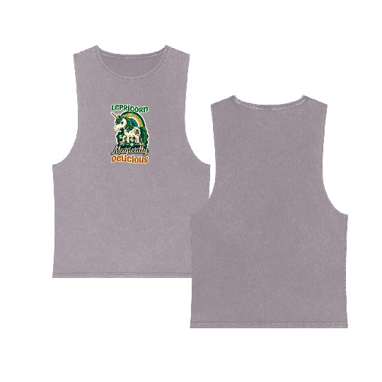 Irish Unicorn St Patricks Lepricorn Delicious Double Sided Mineral Wash Tank Tops
