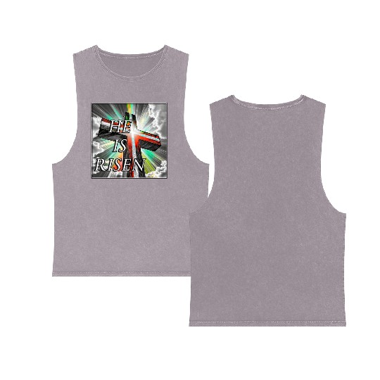 Cross, He is Risen - 1 Double Sided Mineral Wash Tank Tops