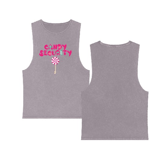 Candy Security Mom Dad Matching Birthday Costume Double Sided Mineral Wash Tank Tops