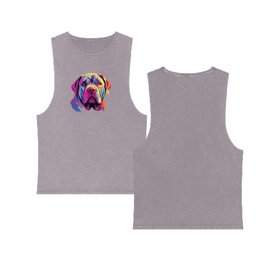 Watercolor Colorful Neapolitan Mastiff Double Sided Mineral Wash Tank Tops