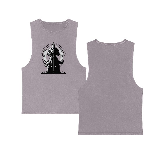 Choose Peaceful Battle | Serene Warrior Design Double Sided Mineral Wash Tank Tops