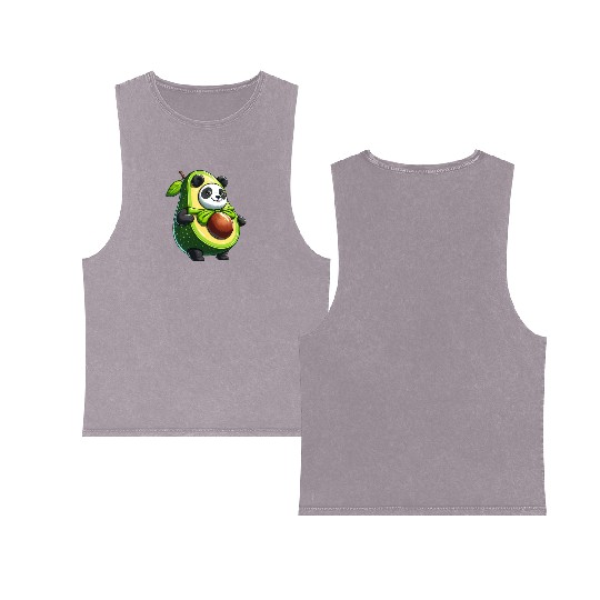Avocado Panda: Peaceful Green Guardian Double Sided Mineral Wash Tank Tops