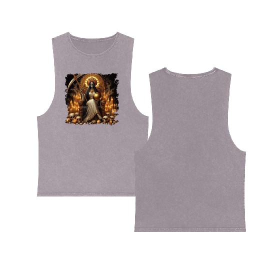 La Santa Muerte Saint Death Double Sided Mineral Wash Tank Tops
