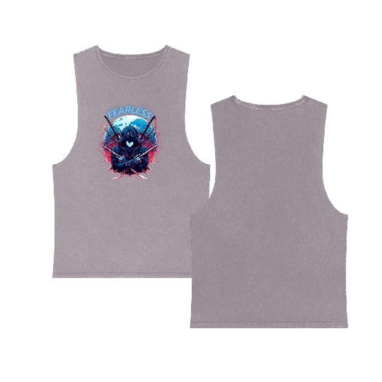 fearless assasin Double Sided Mineral Wash Tank Tops
