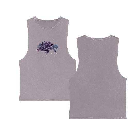 Galactic Turtle Journey Under Starlight Double Sided Mineral Wash Tank Tops