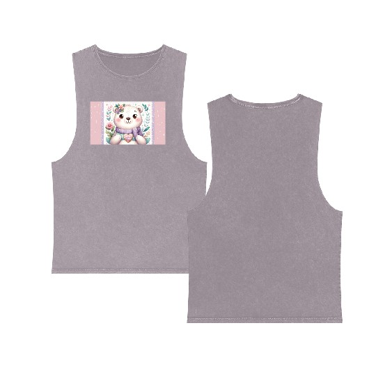 Cute Cuddly Bear: Happy Mother's Day Double Sided Mineral Wash Tank Tops