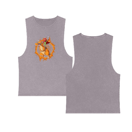The Assassin With Tyrannosaurus Rex Double Sided Mineral Wash Tank Tops