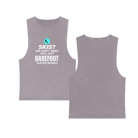 Barefoot Water Skiing Extreme Sports Barefooting Double Sided Mineral Wash Tank Tops