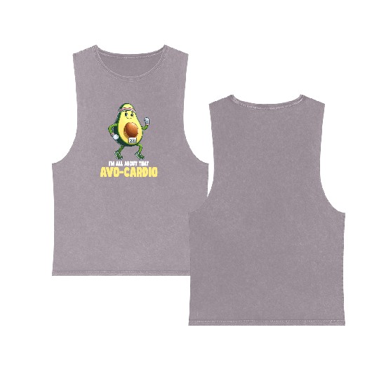 All About That Avo-Cardio Fun Run Double Sided Mineral Wash Tank Tops