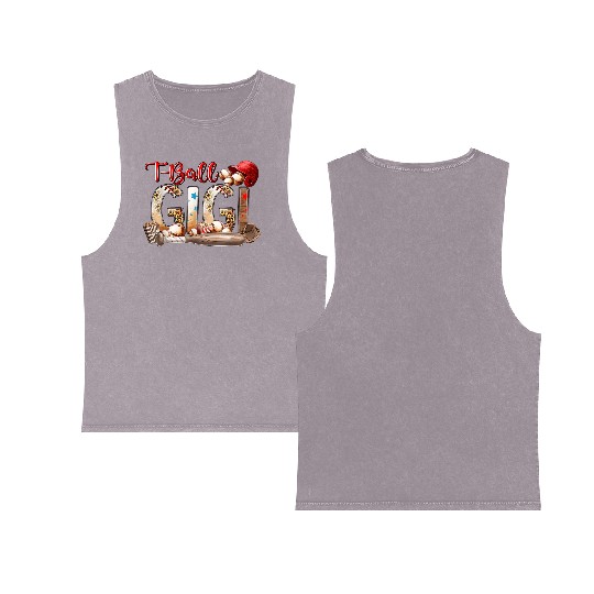 Leopard T-ball Gigi For Baseball Lover Double Sided Mineral Wash Tank Tops