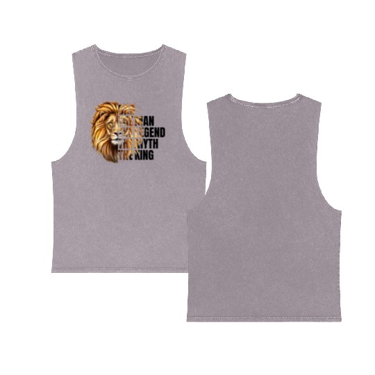 Dad The Man the Legend Lion Double Sided Mineral Wash Tank Tops